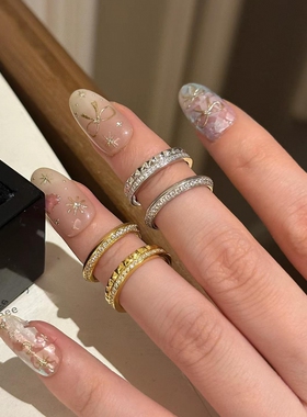 风菱格纹尾戒时尚轻奢简约戒指