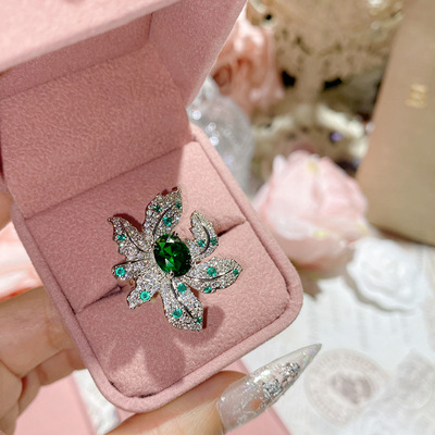 绿宝石戒指女天星富贵花指环饰品