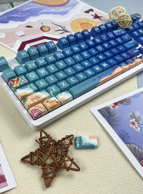 MDA高度深蓝海洋键帽PBT五面热升华Alice68 醉鹿A75 98 S99 104