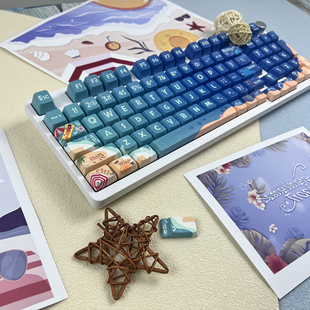 MDA高度深蓝海洋键帽PBT五面热升华Alice68 醉鹿A75 98 S99 104