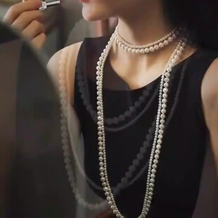 珍珠项链女长款礼服配饰双层叠戴春夏毛衣链轻奢2024年新款潮颈链