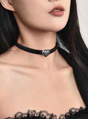 潮牌沉默之心复古颈环项链爱心