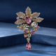 欧美复古菩提叶胸针高档女大气水晶胸花奢华高级感别针大衣配饰女