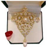 轻奢高级感珍珠胸花优雅锆石气质时尚 优雅流苏胸针欧式 宫廷风领针