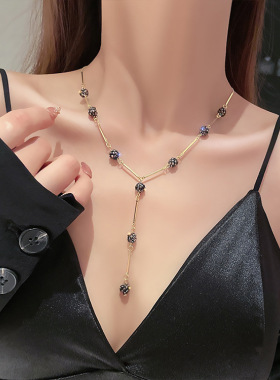 韩国轻奢小众设计Y型项链2025年新款女网红锁骨链项圈编织脖颈链