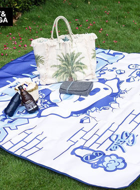 JOY&DOGA野餐垫户外加厚防潮垫便携帐篷垫沙滩垫草坪垫露营坐垫蓝