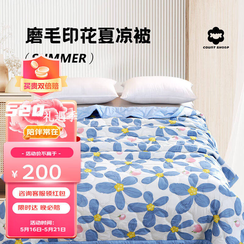 COUNTSHEEP空调被子陌上花开夏被夏凉被芯可水洗薄被双人加大(230