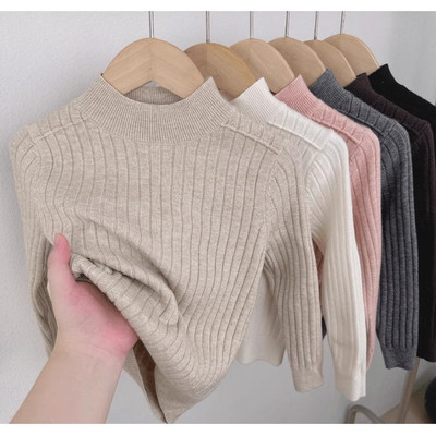 男女童半高领毛衣打底衫秋冬2025新款女宝内搭儿童软糯针织衫