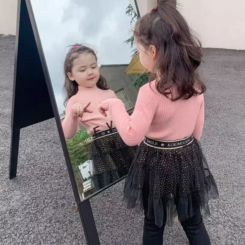 女童保暖半高领针织衫软糯毛衣秋冬女宝宝长袖上衣修身洋派内搭