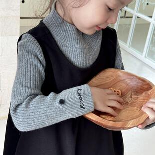 男女童打底衫秋冬2024新款半高领内搭修身针织韩版秋装儿童毛衣女