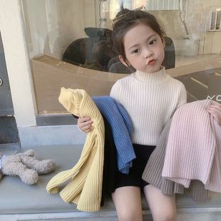 男女童半高领针织衫女童毛衣打底衫儿童洋气上衣宝宝韩版2024冬装