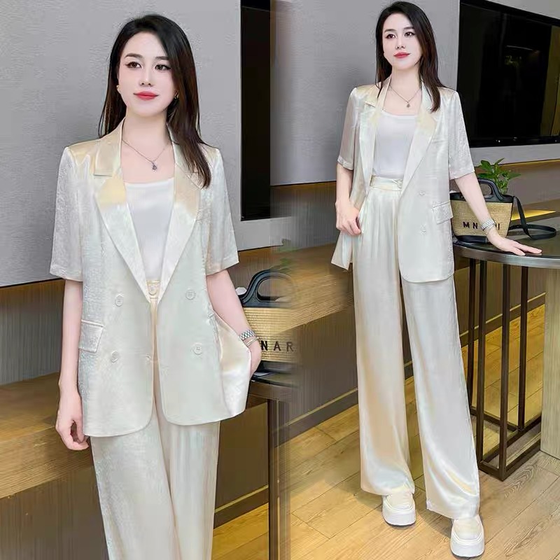 KATTERLLG高级感西装套装女薄款2025夏季新款气质西服显瘦阔腿裤