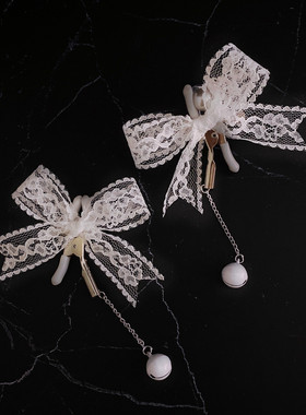 Poison 黑白双色可选 蕾丝蝴蝶结铃铛夹子金属夹