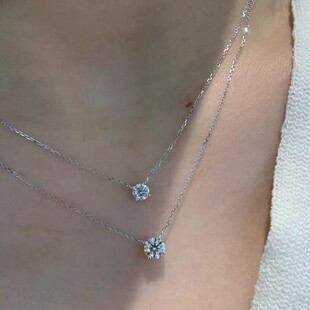 钛钢不掉色时尚百搭小方钻项链吊坠锁骨链女简约单锆石礼物颈链潮