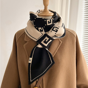 2022新款针织小围巾女生秋冬保暖懒人韩版可爱高级感交叉护颈围脖