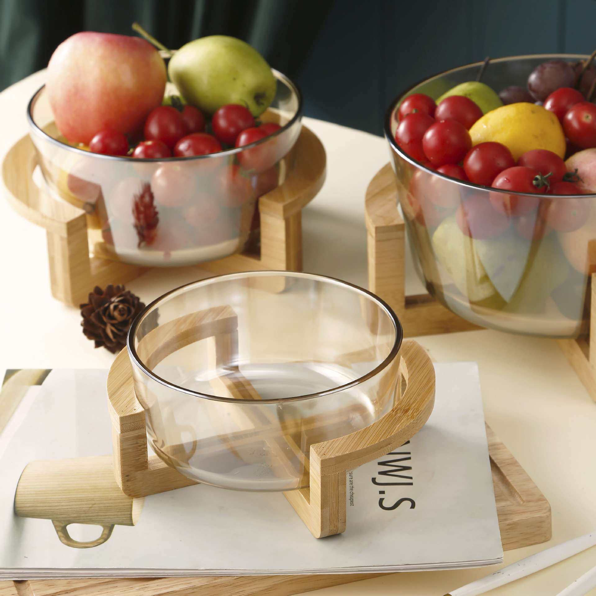 玻璃沙拉水果捞碗客厅竹架KTV下午茶冰镇果盘甜品台自助餐盆展示,餐饮具,果盆/果盘/果篮,淘宝优惠券,粉丝福利购,淘宝优惠卷