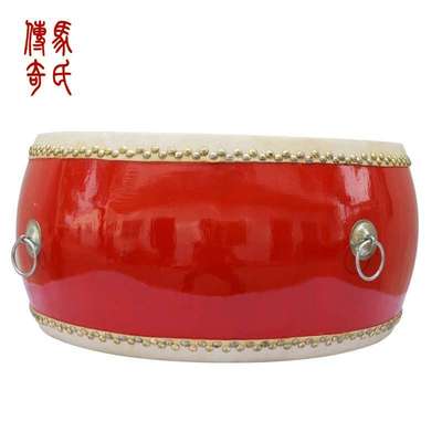马氏传奇18寸牛皮威风鼓1.8尺头层牛皮扁鼓口径约59.5CM低战红鼓