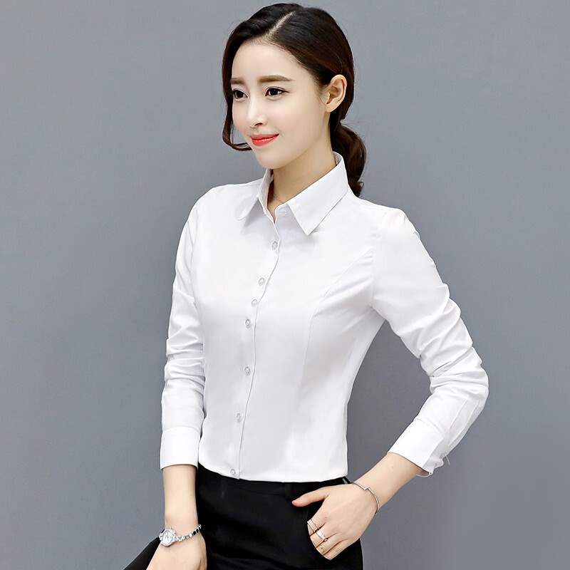 VZVO 长袖衬衫女2020秋冬新款纯白色加绒加厚衬衣大码女装商务休