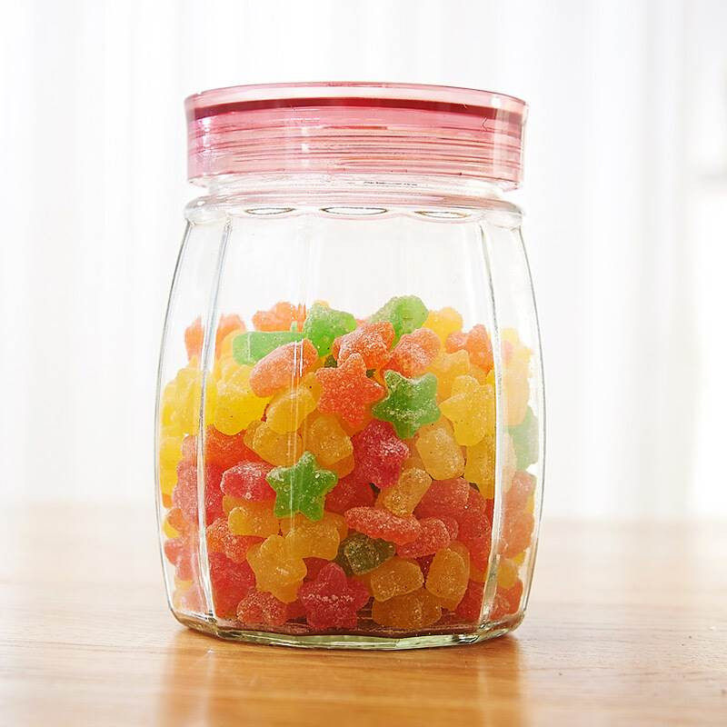 龙士达LONGSTAR 加厚圆形玻璃密封罐储物罐 防潮保鲜瓶储藏瓶 红