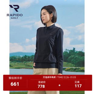 T恤 RAPIDO雳霹道2025年春夏女士高尔夫GOLF假两件长袖 新品