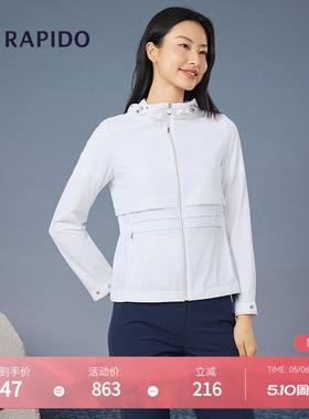 RAPIDO睿必度春夏女士R-LINE泡泡纱夹克休闲连帽外套雳霹道