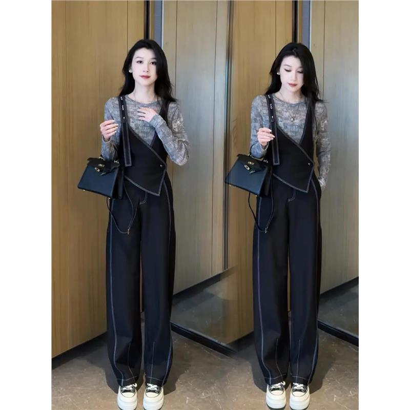 显瘦重工纯色裤连体早春飒