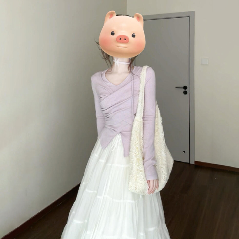 法式紫色长袖连衣裙子女春
