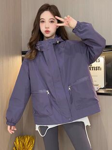 复古气质高级感开衫 休闲美式 外套 新款 连帽冲锋衣女2024春秋季