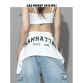 爵士舞屁帘跳舞嘻哈街舞高级感叠穿神器女遮臀格子不规则衬衫 女