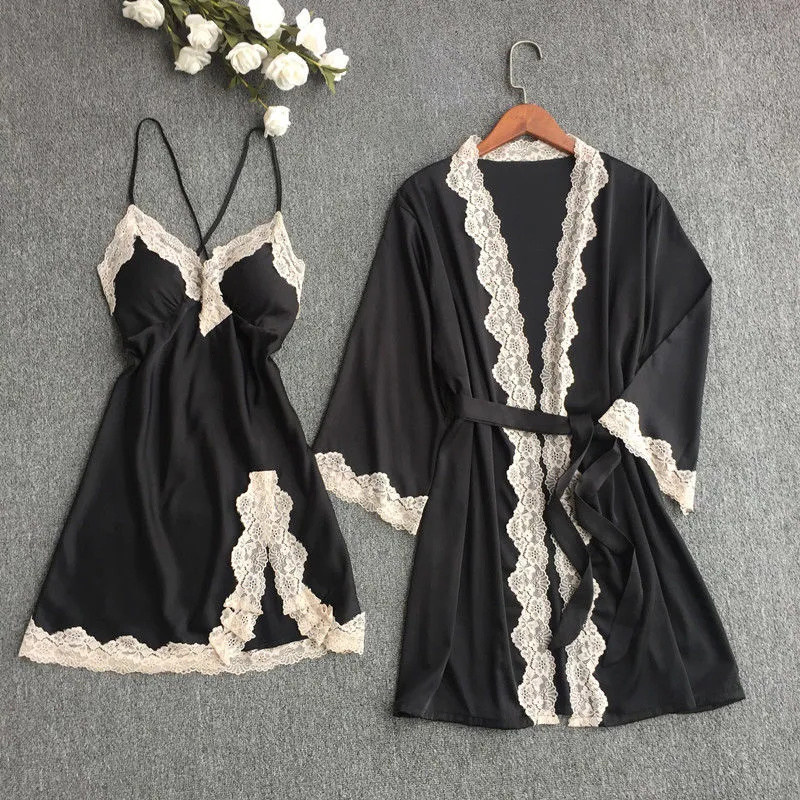 胖MM大码性感睡衣女款夏季300斤冰丝薄款蕾丝吊带睡裙浴袍家居服