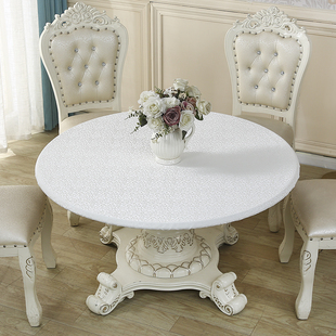 防水布圆桌套防油洗防烫免餐桌布松紧带防套滑店酒店家用转盘套罩