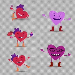 卡通心形玩偶爱心人偶动画视频素材带通道