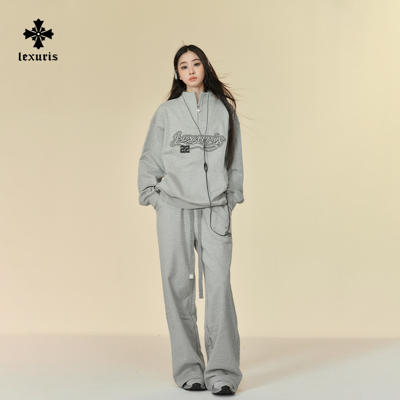 乐序运动套装灰色显瘦