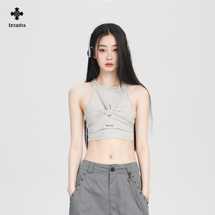 百搭显瘦修身 女2023年新款 性感辣妹 灰色套装 Lexuris乐序无袖