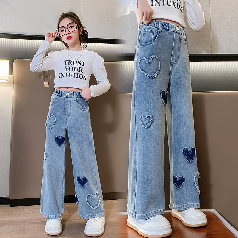 女童牛仔裤春秋款2024春