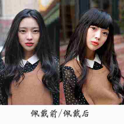 新款一刀齐假刘海女 真发丝齐刘海 隐形无痕刘海假发片加厚款接刘