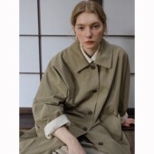 美国进口匹马棉纸感肌理亚麻建筑廓形风衣