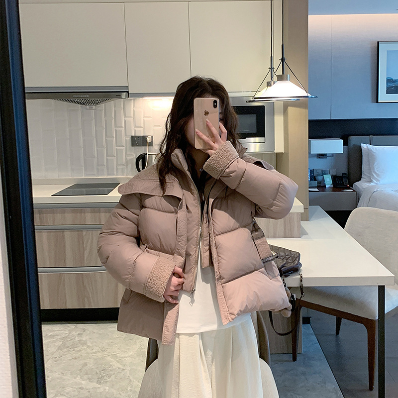 外贸羽绒棉服女加厚羊羔