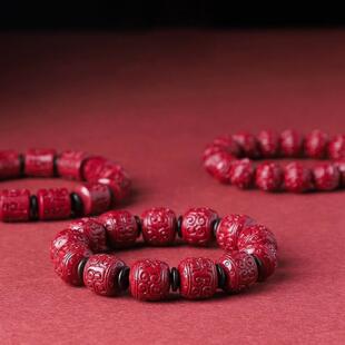 紫金砂朱砂手链老型珠回纹珠手串帝王砂红砂手链低含量朱砂批发