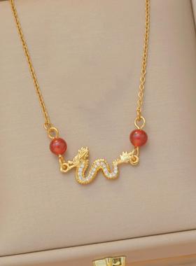 龙年项链女小众设计玛瑙微镶生肖