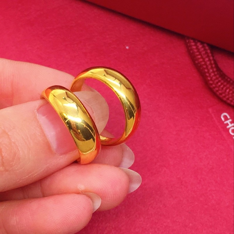 男女同款仿黄金戒指光面拉丝砂金