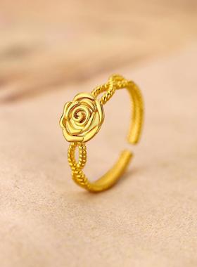 浪漫玫瑰花戒指女时尚气质镂空