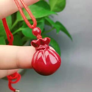 朱砂福袋吊坠原矿紫金砂男女款朱砂吊坠钱袋吊坠低含量