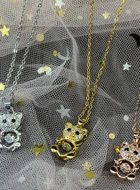 可爱灵动镶钻小熊项链女时尚韩版