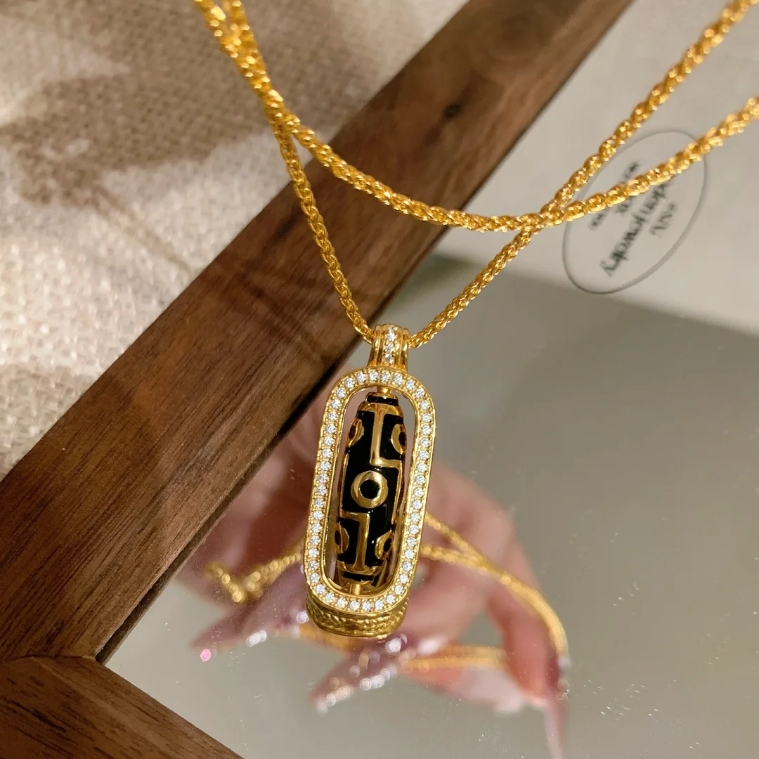 金店同款轻奢镶钻可旋转九眼天珠