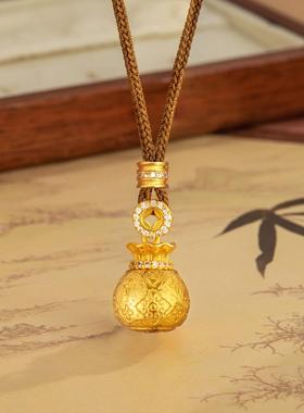 福袋香囊项链女新中式点钻四叶花