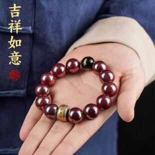 辰砂朱砂手链手串本命年本命佛手链十二生肖男女款发黑朱砂衬衫