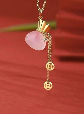 新中式福袋流苏吊坠项链女国潮