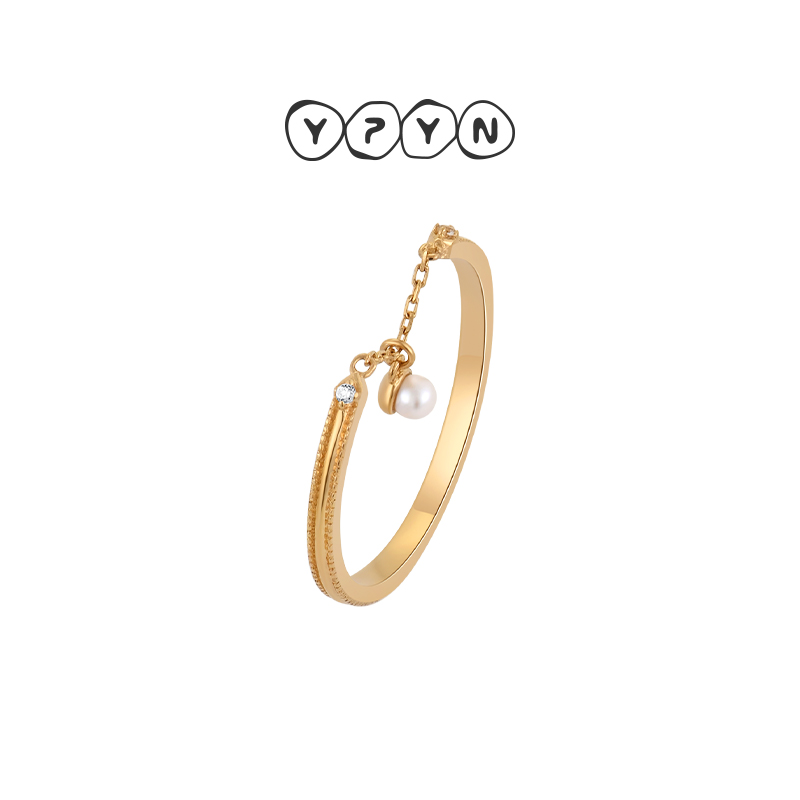 一撇一捺戒指14K金珍珠戒指