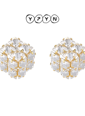 【商场同款新品】一撇一捺YPYN立方体耳钉白色耳环2024年冬款